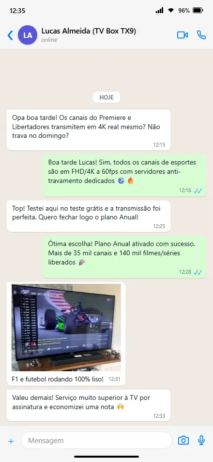 Confirmação de pagamento e teste de canais