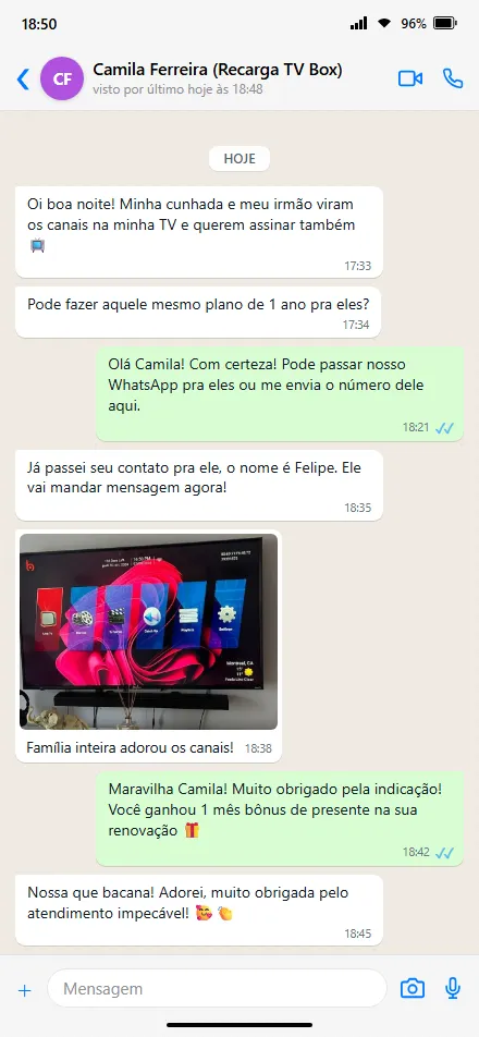 Elogio sobre qualidade de som e imagem